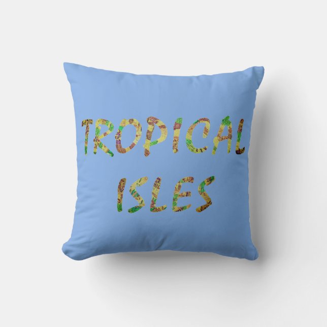 Tropical Isles- Brwn Throw Pillow (Front)