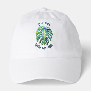 Tropical It Is Well With My Soul Monstera Leaf Hat