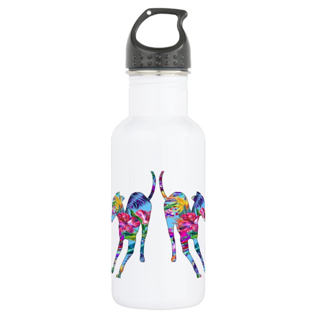 Tropical Italian Greyhound Stainless Steel Water Bottle (Front)