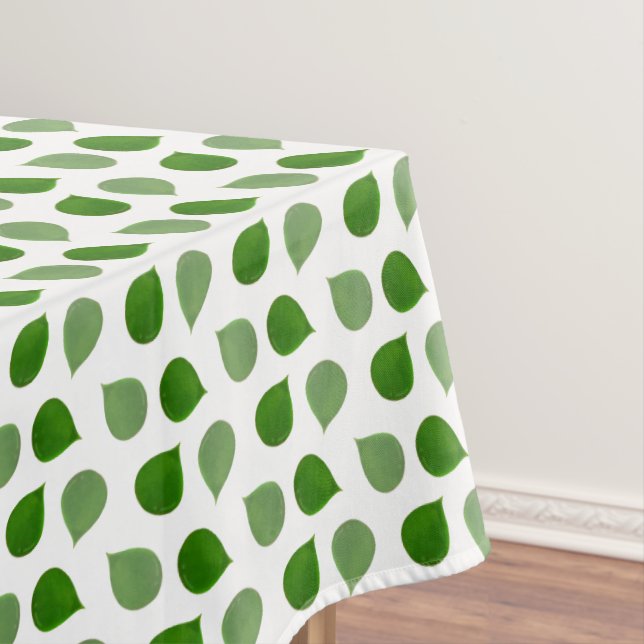 Tropical Jade Tree Green Leaves on White Tablecloth (In Situ)