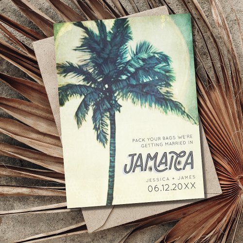 Tropical Jamaica Destination Wedding Save the Date Announcement Postcard