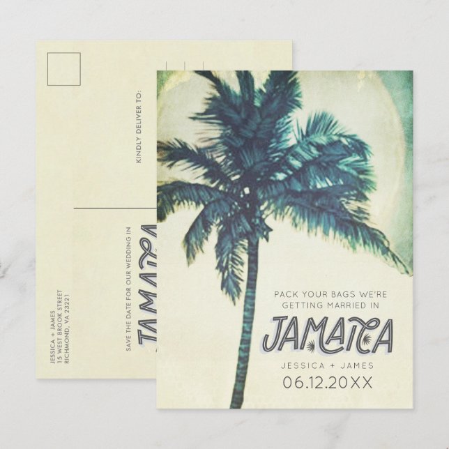 Tropical Jamaica Destination Wedding Save the Date Announcement Postcard (Front/Back)