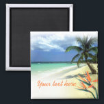 Tropical Jamaican Hawaiian Wedding Favor Keepsake Magnet<br><div class="desc">This tropical wedding magnet is easy to customize with your own text and font preferences. Matching customizable save the date announcements, invitations, postcards, RSVP cards and stickers are also available for this design. If you need help, have questions or would like other coordinated products to match this magnet, contact me:...</div>