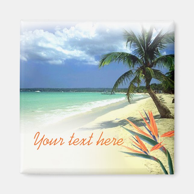 Tropical Jamaican Hawaiian Wedding Favor Keepsake Magnet (Front)