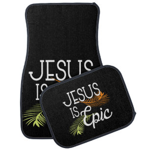 Tropical Jesus Palm Leaf Car Floor Mat