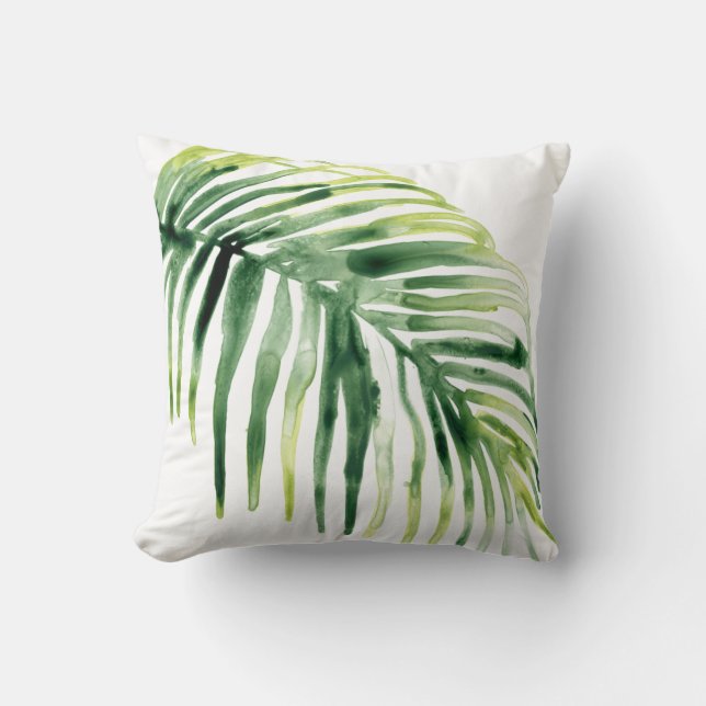 Tropical Jewel Leaf Throw Pillow (Front)