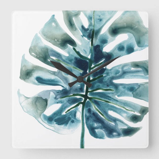 Tropical Jewel Palm Square Wall Clock (Front)