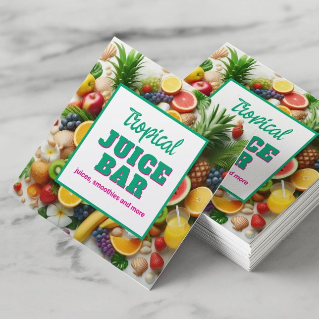 Tropical Juice Blend & Smoothie Juice Bar Square Business Card (Creator Uploaded)