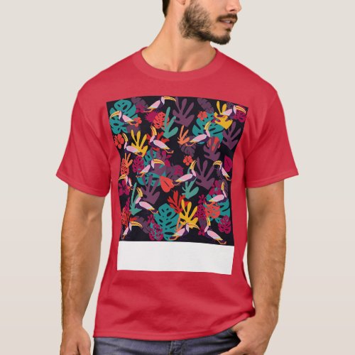 Tropical Jungle and Toucans Pattern T_Shirt