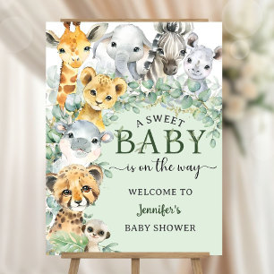 Tropical Jungle Animals Baby Shower Welcome Foam Board