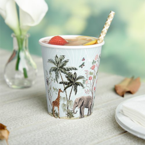 Tropical Jungle Animals  Girl Wild One Birthday Paper Cups