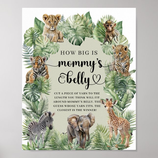 Tropical Jungle Animals How big is Mommy's belly Poster (Front)