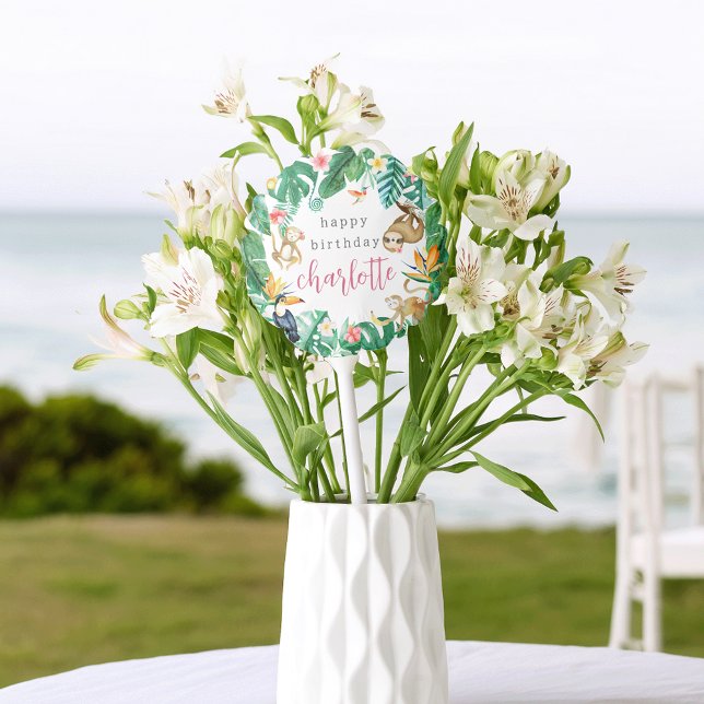 Tropical Jungle Animals Kids Birthday Party Balloon (Creator Uploaded)