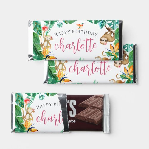 Tropical Jungle Animals Kids Birthday Party Hershey Bar Favors