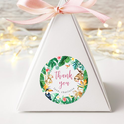 Tropical Jungle Animals Kids Birthday Thank You Classic Round Sticker