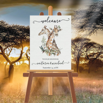 Tropical Jungle Animals Wedding Welcome Sign by McBooboo at Zazzle
