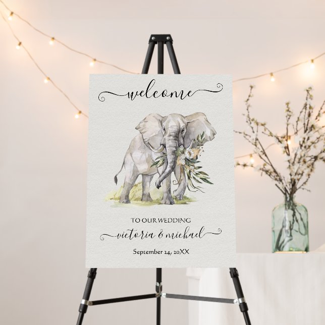 Tropical Jungle Animals Wedding Welcome Sign (In Situ (Stand))
