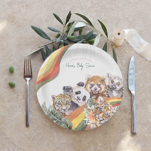 Tropical Jungle Baby Animals  Baby Shower Paper Plates