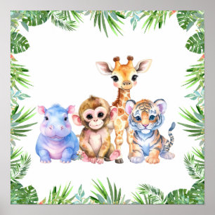 Tropical Jungle Baby animals Poster