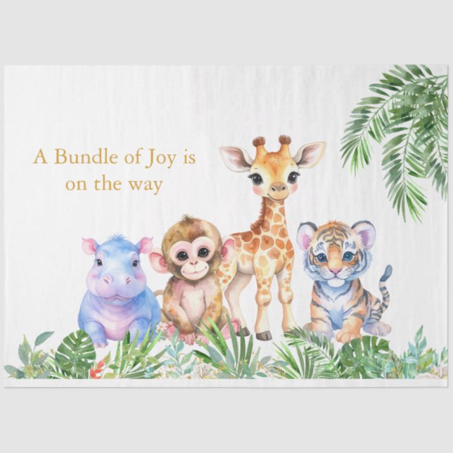 Tropical Jungle Baby animals Tissue Paper (Front)