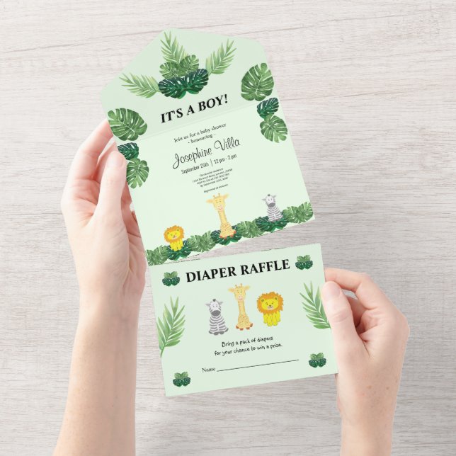 Tropical Jungle Baby Shower Invite (Tearaway)
