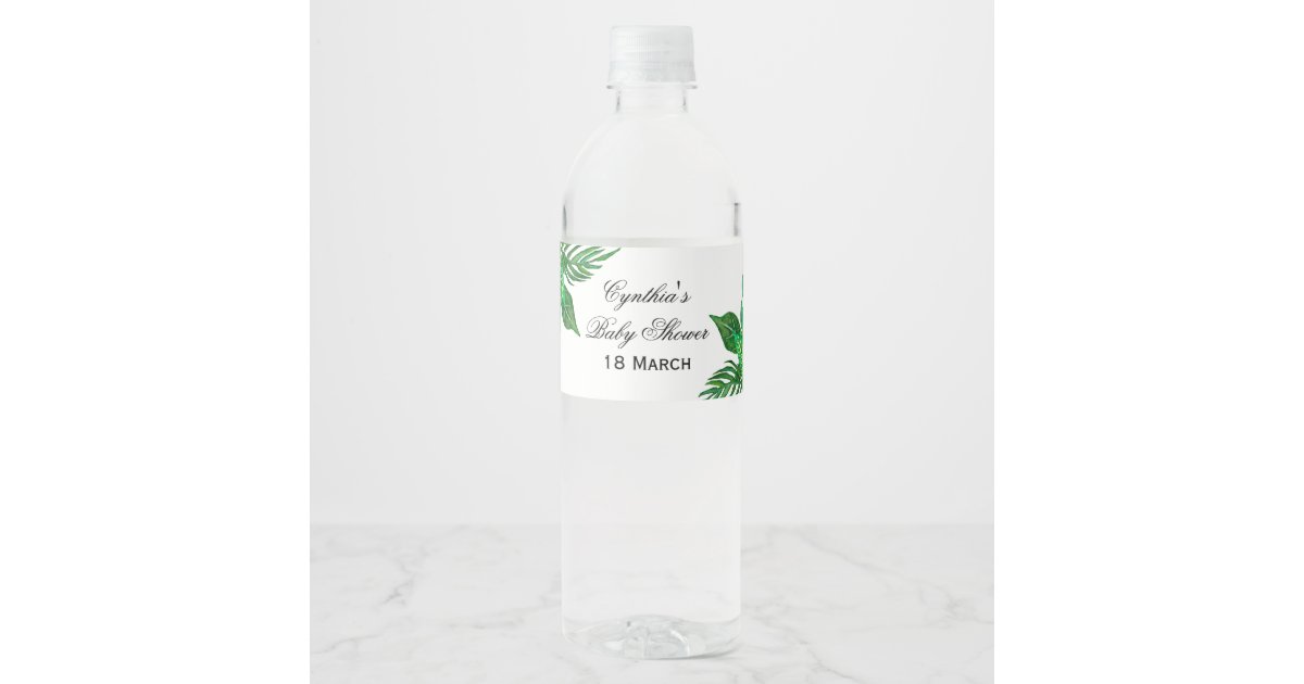 Tropical Jungle Baby Shower Water Bottle Wrapper Water Bottle Label | Zazzle