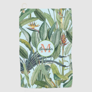 Tropical Jungle Banana Tree Strelitzia Monogram Golf Towel