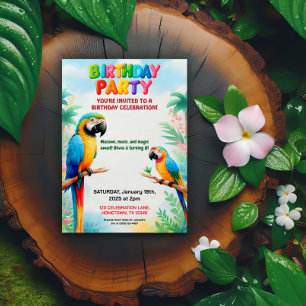 Tropical Jungle Birthday Party Invitation for Kids