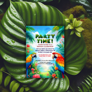Tropical Jungle Birthday Party Invitation for Kids