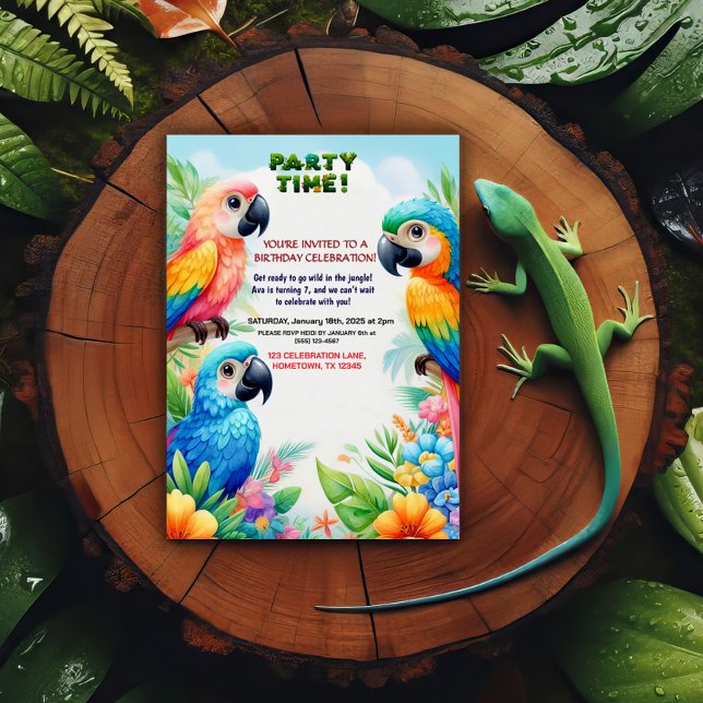 Tropical Jungle Birthday Party Invitation for Kids (Creator Uploaded)