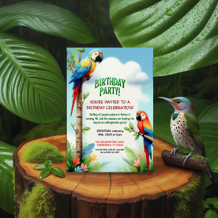 Tropical Jungle Birthday Party Invitation for Kids