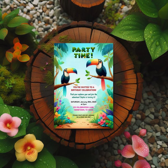 Tropical Jungle Birthday Party Invitation for Kids (Creator Uploaded)