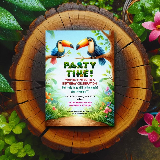 Tropical Jungle Birthday Party Invitation for Kids (Creator Uploaded)