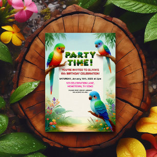 Tropical Jungle Birthday Party Invitation for Kids