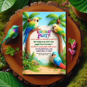 Tropical Jungle Birthday Party Invitation for Kids