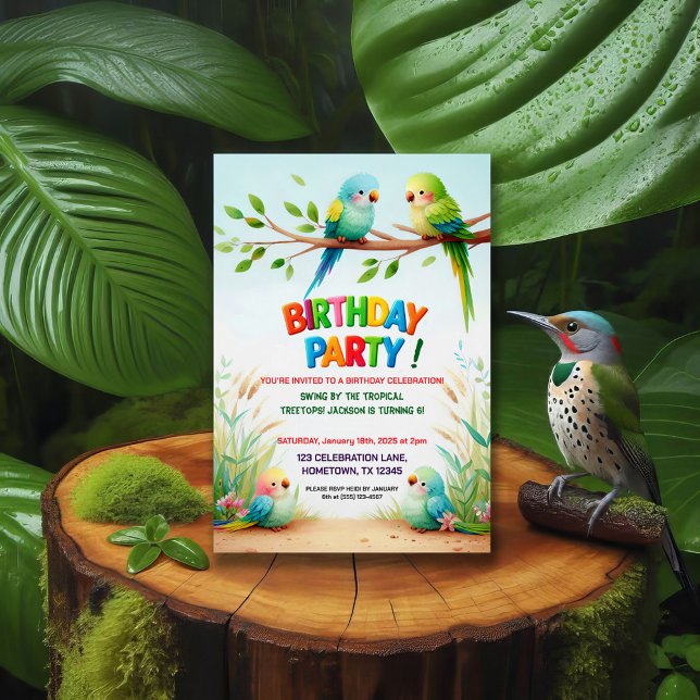 Tropical Jungle Birthday Party Invitation for Kids (Creator Uploaded)