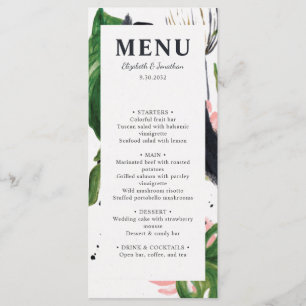 Tropical jungle botanical elegant trendy wedding menu