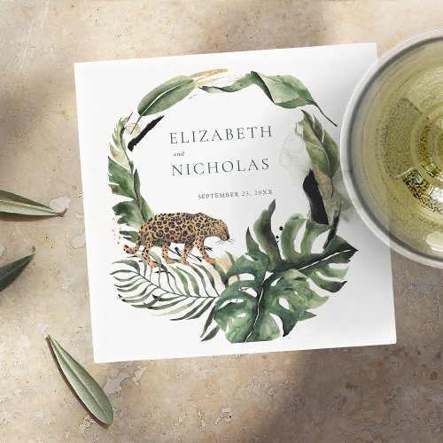 Tropical Jungle Botanical Greenery Wedding Napkins