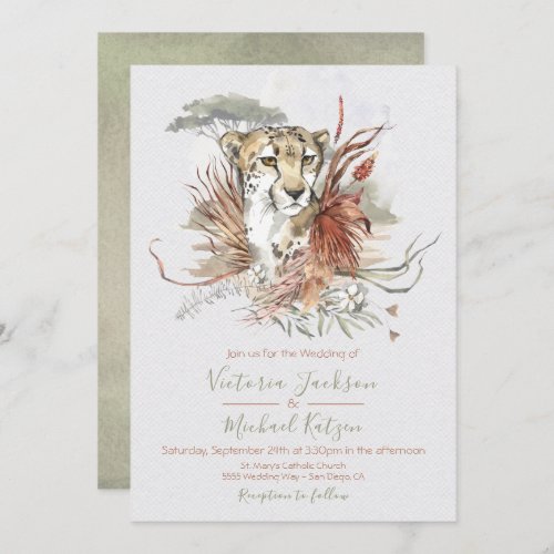 Tropical Jungle Cheetah Wedding invitations