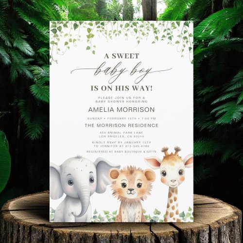 Safari Cute baby shower invitation