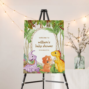 Tropical Jungle Dinosaur Baby Shower Welcome Sign