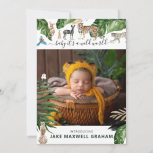 Tropical Jungle Double Sided Birth Announcement