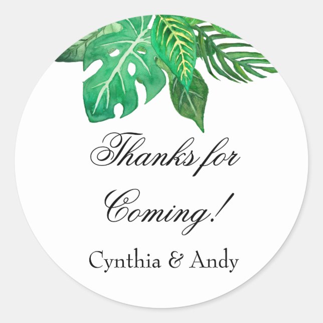 Tropical Jungle Favor Stickers | Custom Stickers (Front)