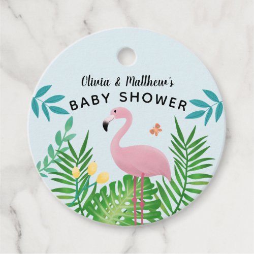 Tropical Jungle Flamingo Baby Shower Thank You Favor Tags