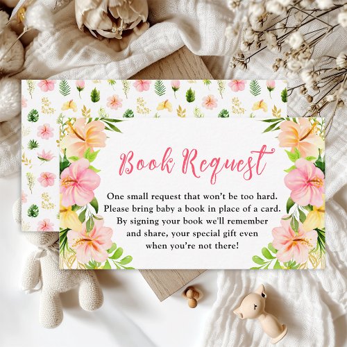 Tropical Jungle Floral Baby Shower Book Request Enclosure Card