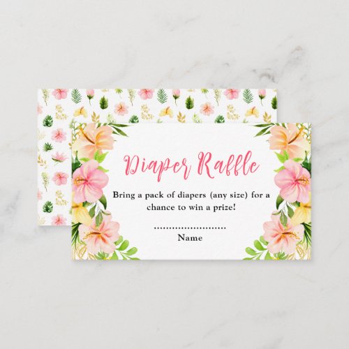 Tropical Jungle Floral Baby Shower Diaper Raffle Enclosure Card