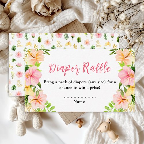 Tropical Jungle Floral Baby Shower Diaper Raffle Enclosure Card