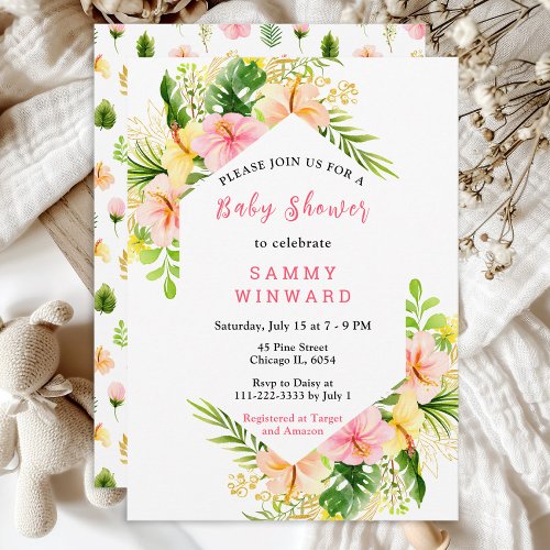 Tropical Jungle Floral Baby Shower Invitation