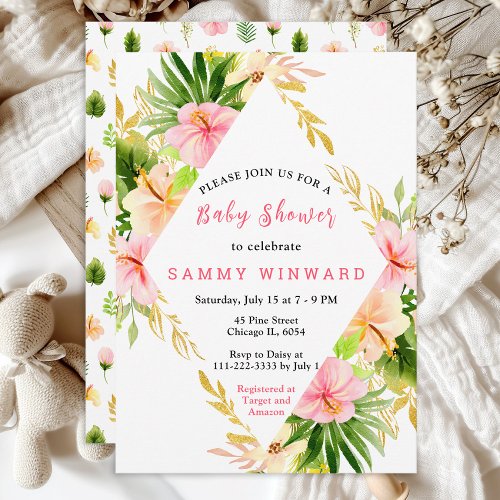 Tropical Jungle Floral Baby Shower Invitation