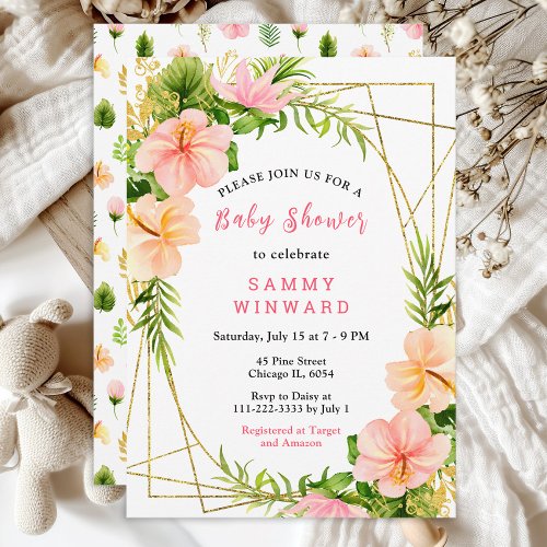 Tropical Jungle Floral Baby Shower Invitation